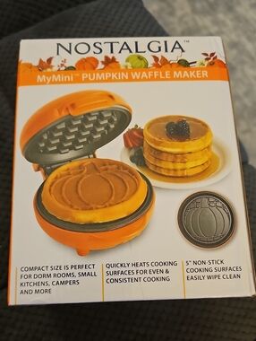Nostalgia Orange Pumpkin Mini Waffle Maker